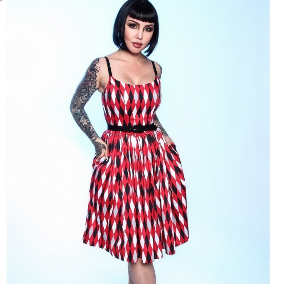 Pinup Couture Bad Girl Harlequin Jenny Dress-Small
